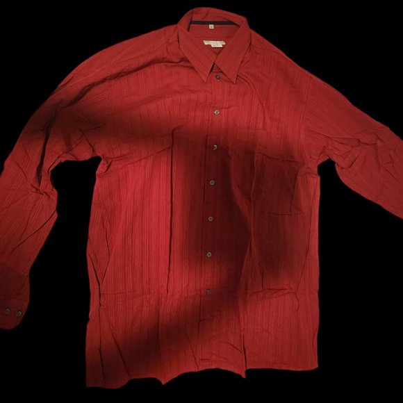 Georg Roth of Germany Classic Red Solid Long-Sleeve Button-Up Shirt (Size XL) - Picture 1 of 2
